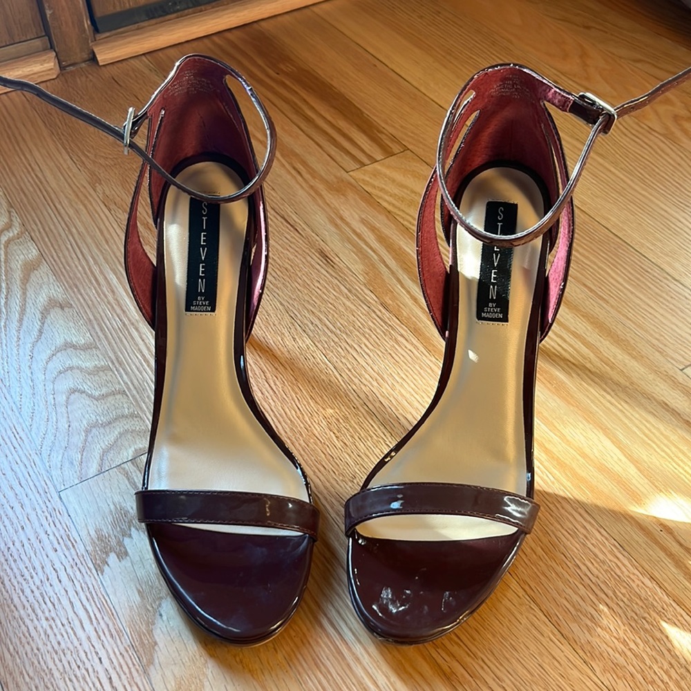 Steve Madden Burgundy Patent Ankle Strap Heels